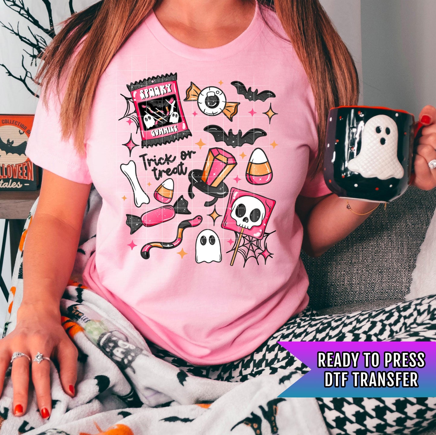 Cute Spooky Season DTF Transfers Ready For Press, Halloween Trick or Treat DTF Prints, Heat Press Transfer, Direct To Film, Custom Transfers