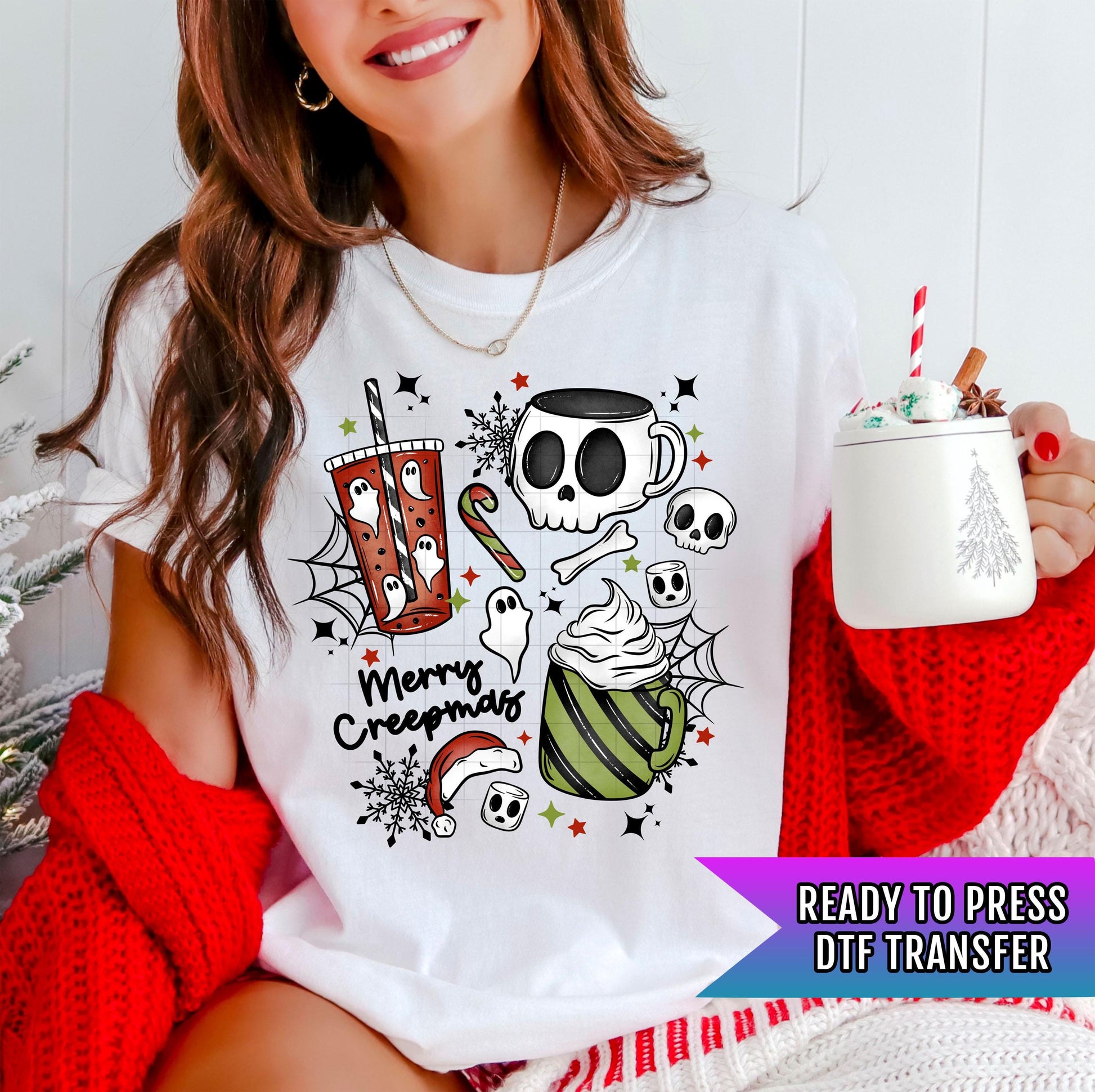 Merry Creepmas DTF Transfer Ready For Press, Goth Christmas DTF Print, Spooky Season, Heat Press Transfer, Direct To Film, Custom Transfers