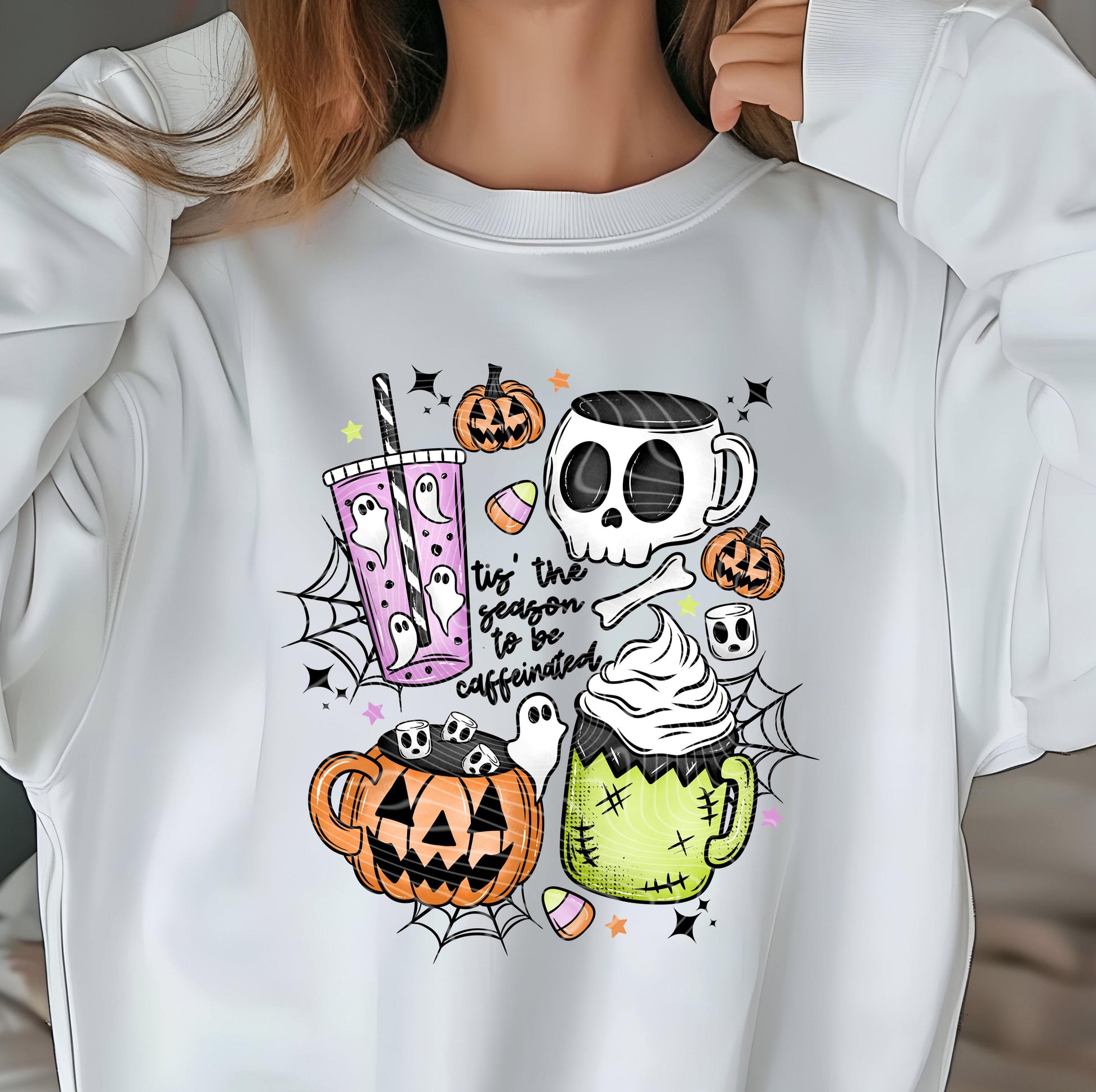 Tis' the Season to be Caffeinated DTF Transfers Ready For Press, Halloween DTF Prints, Heat Press Transfer, Direct To Film, Custom Transfers