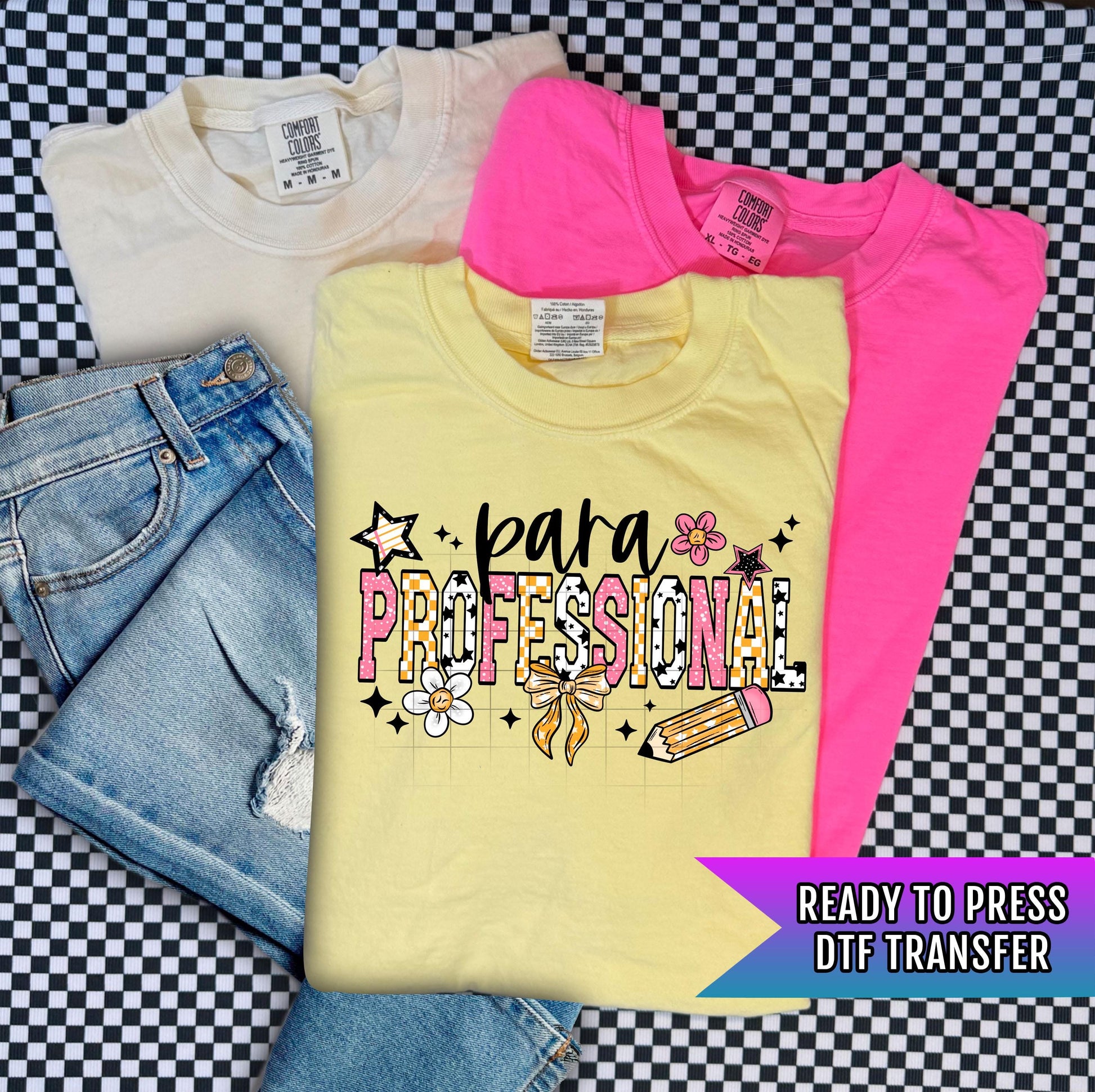 Para Professional DTF Transfer Ready For Press, Retro Teacher Dtf Print, Direct To Film, Heat Press Transfer, Custom Transfer, School Staff