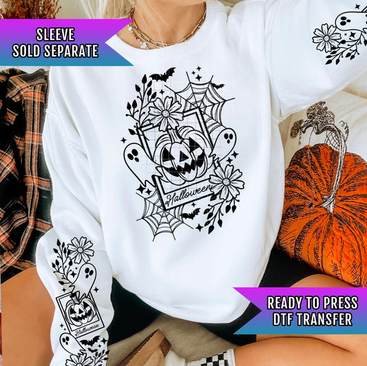 Halloween Pumpkin Ghost DTF Transfer, Halloween DTF Transfer Ready For Press, Heat Press Transfer, Horror Dtf Direct To Film Custom Transfer