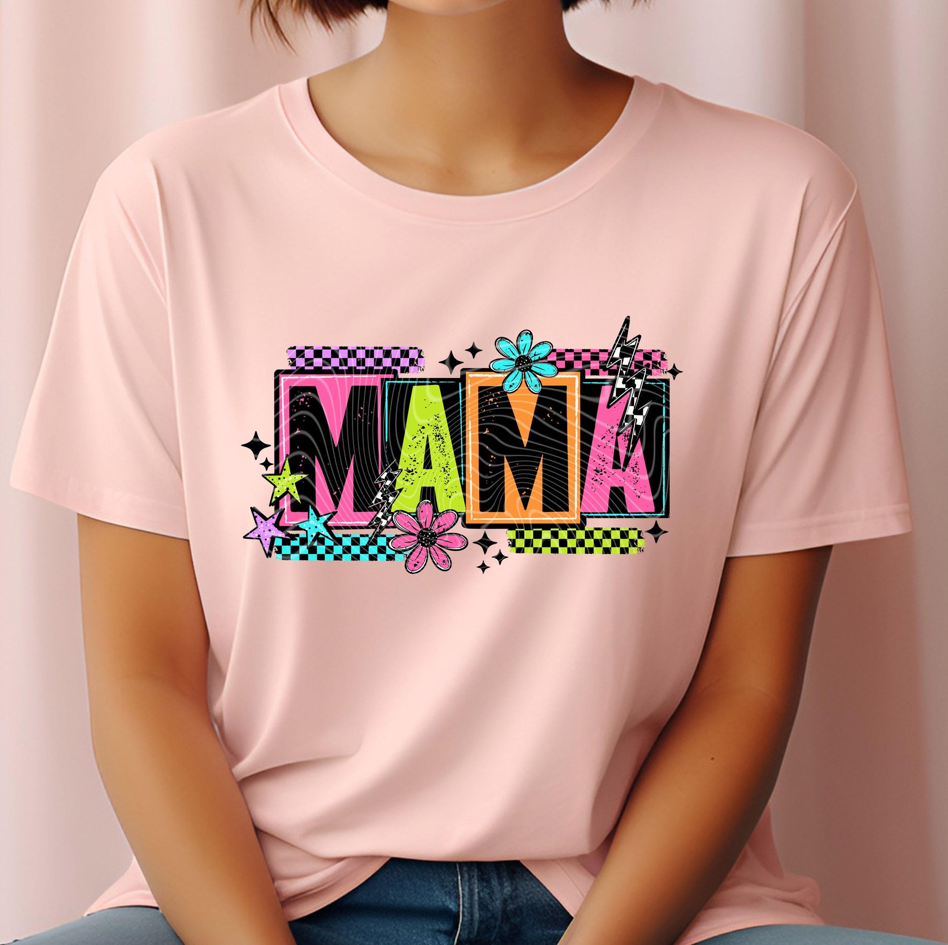 Retro Groovy Mom DTF Transfer Ready For Press, Checkered Mommy DTF Print, Heat Press Transfer, Direct To Film, Mama Transfer Custom Transfer