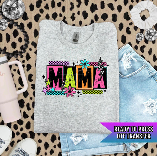 Retro Groovy Mom DTF Transfer Ready For Press, Checkered Mommy DTF Print, Heat Press Transfer, Direct To Film, Mama Transfer Custom Transfer