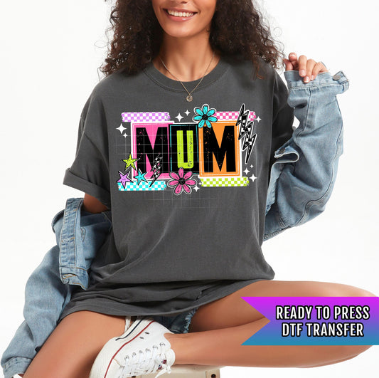 Retro Groovy Mum DTF Transfer Ready For Press, Checkered Mommy DTF Print, Heat Press Transfer, Direct To Film, Mama Transfer Custom Transfer