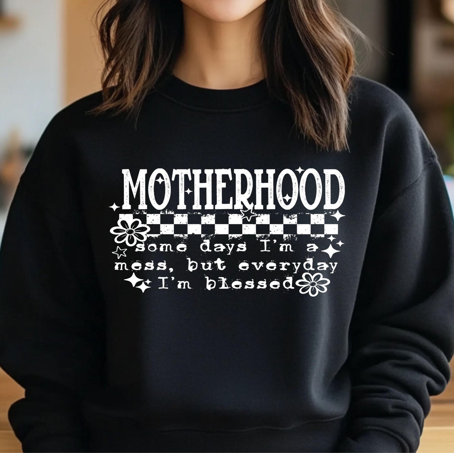 Motherhood Mess Blessed DTF Transfers Ready For Press, Mothers Day DTF Prints, Heat Press Transfer, Direct To Film, Mommy, Custom Transfers