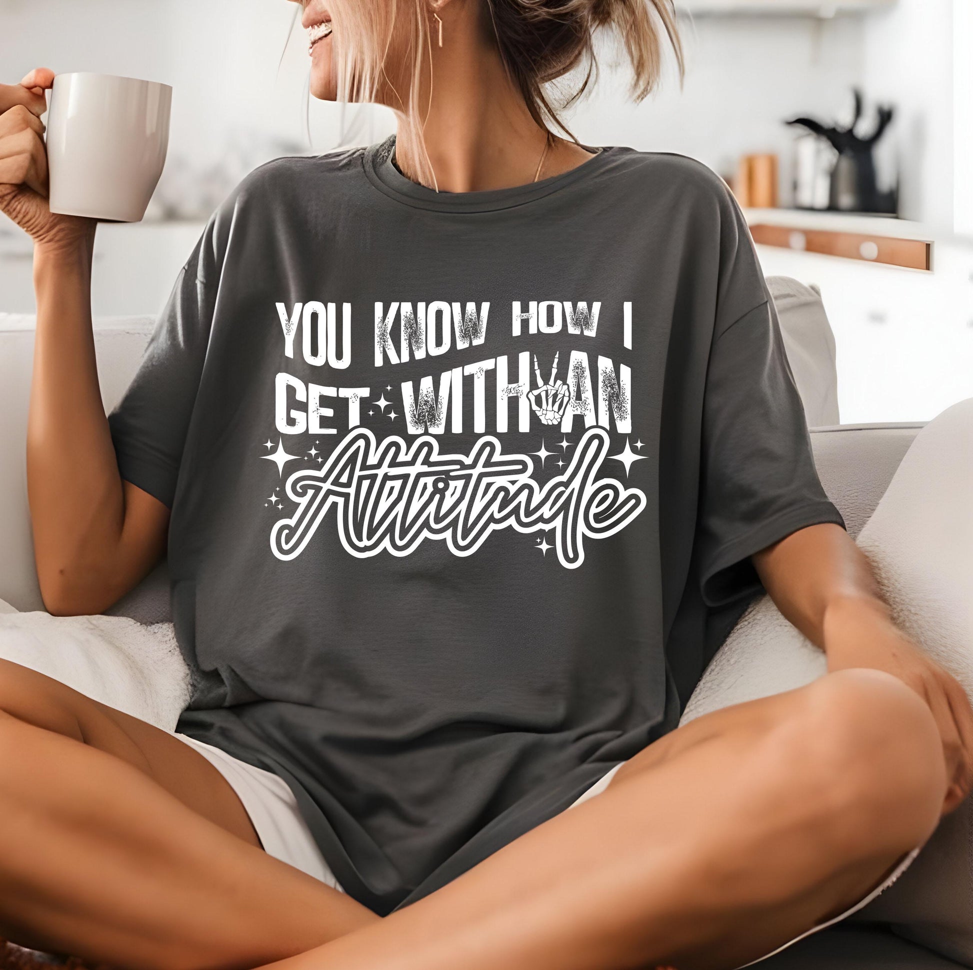 Get With An Attitude DTF Transfer Ready For Press, Skeleton Hand Sarcastic DTF Print, Direct To Film, Heat Press Transfers, Custom Transfers
