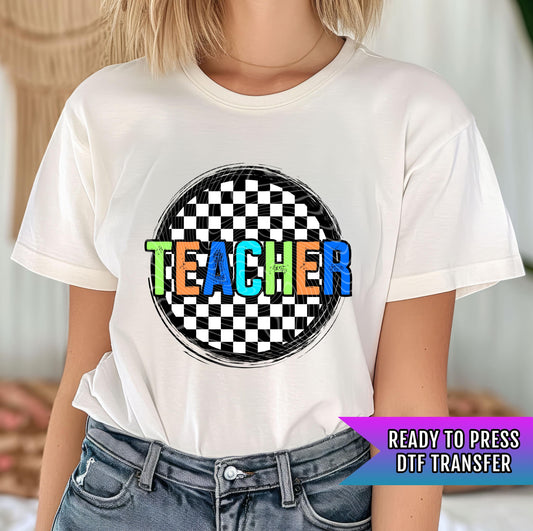 Retro Teacher DTF Transfer Ready For Press, Retro Teacher Dtf, Direct To Film, Heat Press Transfer, Back To School Transfer, Custom Transfer
