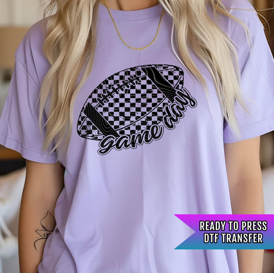Game Day DTF Transfer Ready For Press, Checkerboard Football DTF Transfer, Heat Press Transfer, Direct To Film, Custom Transfer, Sport Fan