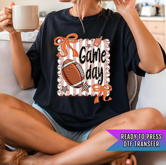 Game Day DTF Transfer Ready For Press, Football Bow Star DTF Prints, Heat Press Transfer, Direct To Film, Game Day Transfer, Custom Transfer