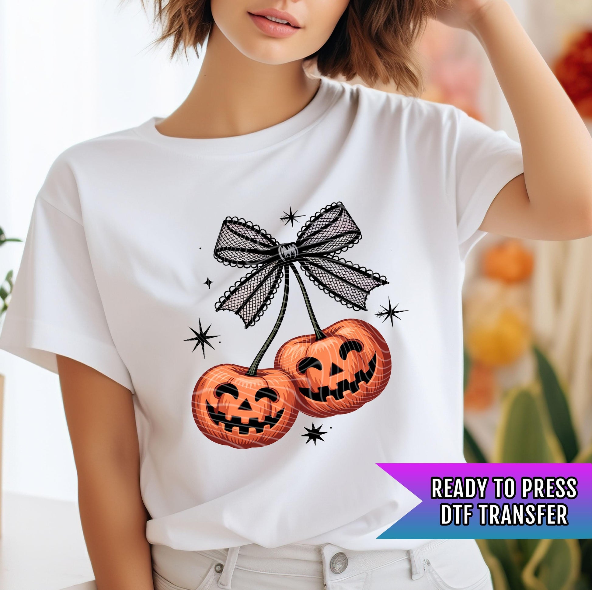 Halloween Pumpkin DTF Transfes, Pumpkin DTF Transfer Ready For Press, Coquette Bow Dtf, Heat Press Transfer, Direct To Film, Custom Transfer