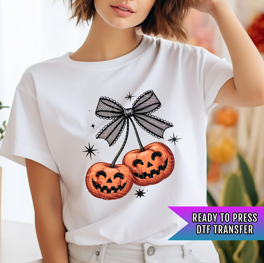 Halloween Pumpkin DTF Transfes, Pumpkin DTF Transfer Ready For Press, Coquette Bow Dtf, Heat Press Transfer, Direct To Film, Custom Transfer