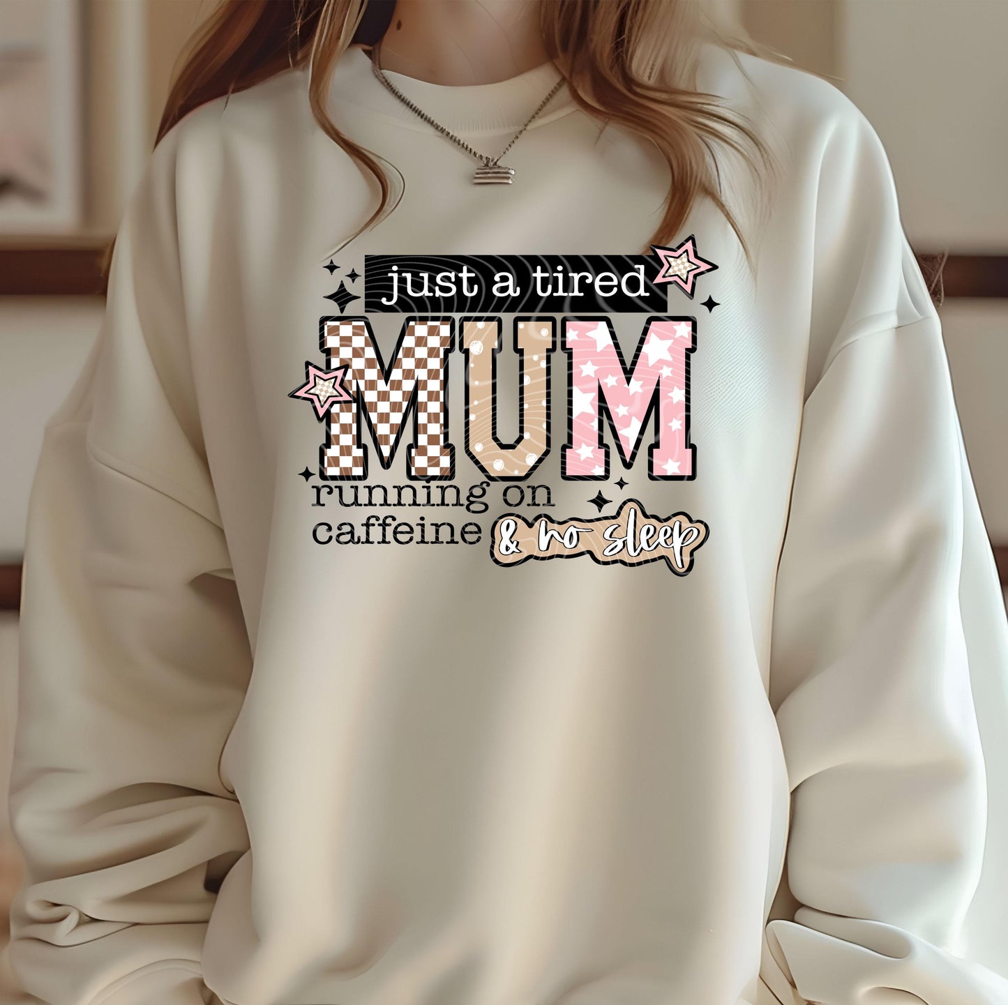 Tired Mum DTF Transfer Ready For Press, Funny Mom Life DTF Print, Heat Press Transfer, Coffee, Direct To Film Mama Transfer, Custom Transfer