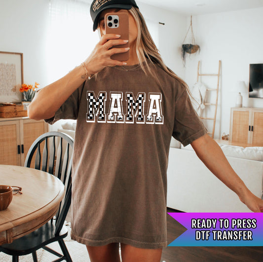 Retro Mama DTF Transfer Ready For Press, Checkered Mother DTF Print, Heat Press Transfer, Direct To Film Mommy Life Transfer Custom Transfer
