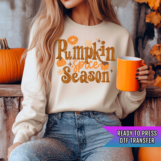 Pumpkin Spice Season DTF Transfer Ready For Press, Fall DTF Transfers, Autumn Transfer, Heat Press Transfer, Direct To Film, Custom Transfer