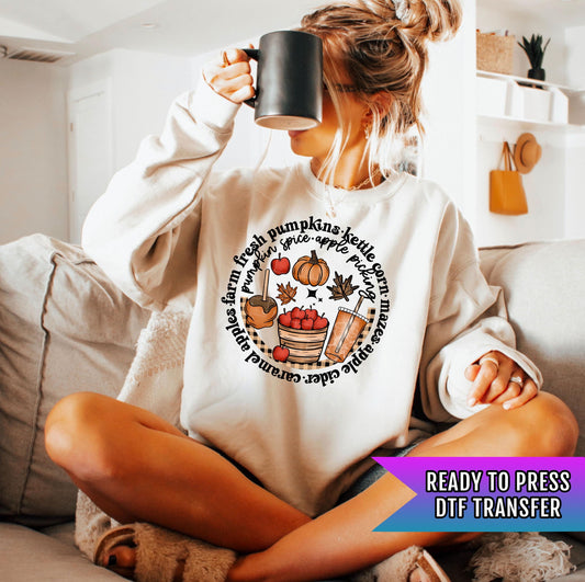 Pumpkin Spice and Apple Cider Season DTF Transfer Ready For Press, Cozy Fall DTF Transfer, Autumn Vibes, Heat Press Transfer, Direct To Film