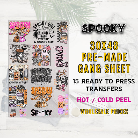 Spooky Halloween DTF Gang Sheet, Halloween Premade Ready To Press Transfers for T-Shirts, Spooky Cute Ghosts, Witches DTF, Spooky Dtf Prints