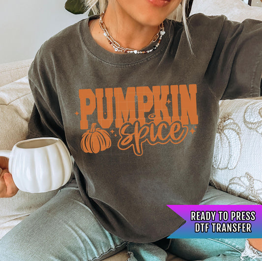 Pumpkin Spice DTF Transfers Ready For Press, Fall Basic Autumn Vibes DTF Transfers, Retro Fall Transfers, Direct To Film, Custom Transfers