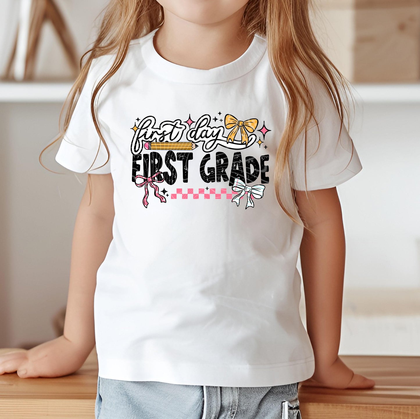 First Day First Grade DTF Transfer Ready For Press, Back to School Dtf Transfer, Teacher, Heat Press Transfer Direct To Film Custom Transfer