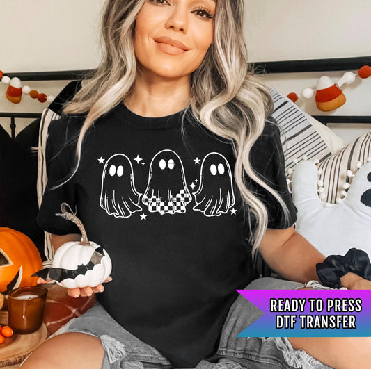 Cute Ghost DTF Transfers Ready For Press, Halloween DTF Prints, Heat Press Transfers, Direct To Film, Custom Transfers, Spooky Season Dtf