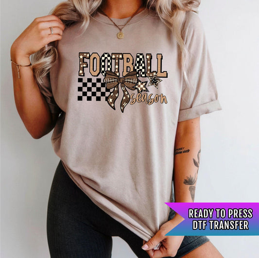 Football Season DTF Transfer Ready For Press, Coquette Bow DTF Prints, Heat Press Transfer, Direct To Film Football Season, Custom Transfers