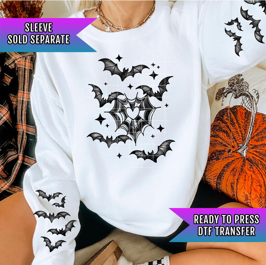 Spooky Bats DTF Transfer Ready To Press, Halloween Dtf Print, Halloween Spiderweb Dtf, Heat Press Transfer, Direct To Film, Custom Transfers