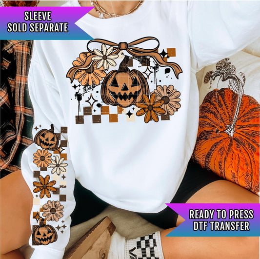 Fall Flowers Halloween DTF Transfer Ready To Press, Spooky Season Dtf Print, Coquette Bow Heat Press Transfer Direct To Film Custom Transfer