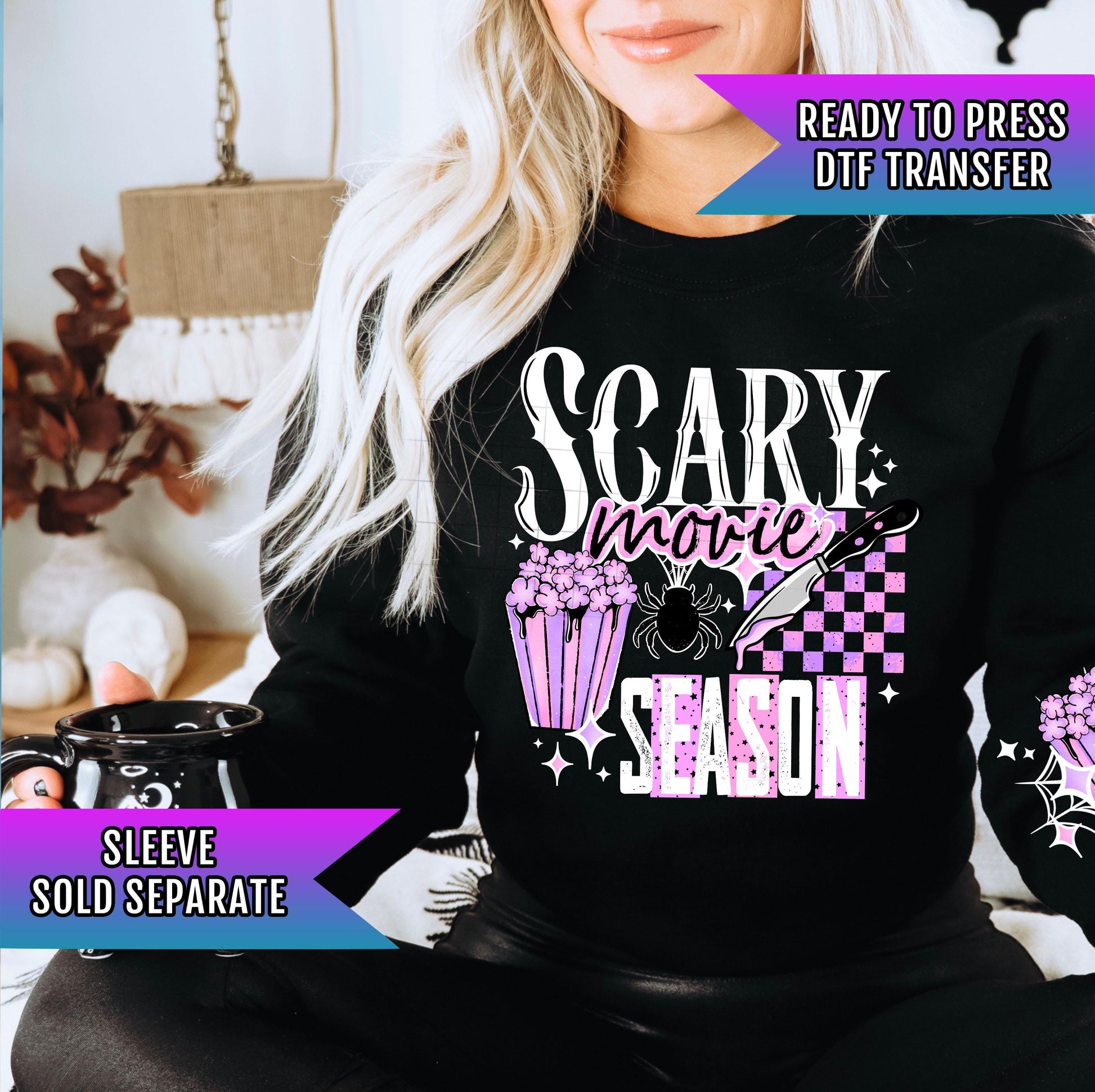Scary Movie Season DTF Transfer Ready To Press, Halloween Night Dtf Print, Heat Press Transfer, Direct To Film Custom Transfer, Horror Movie