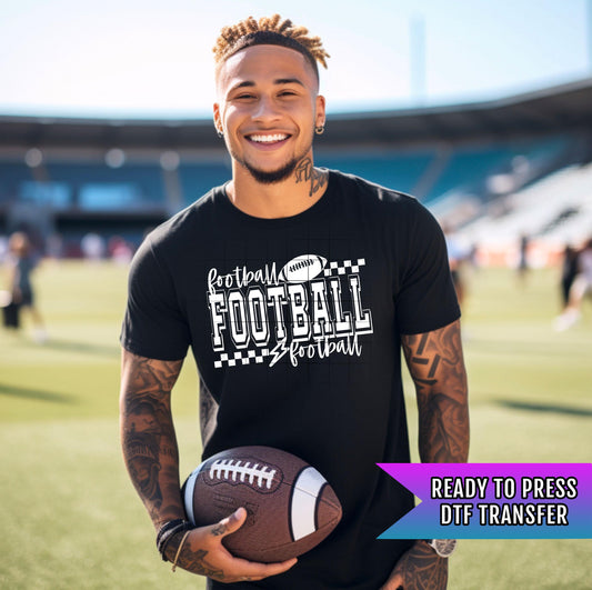 Football Season DTF Transfer Ready For Press, Game Day DTF Prints, Heat Press Transfer, Custom Transfers, Direct To Film Checkered Football