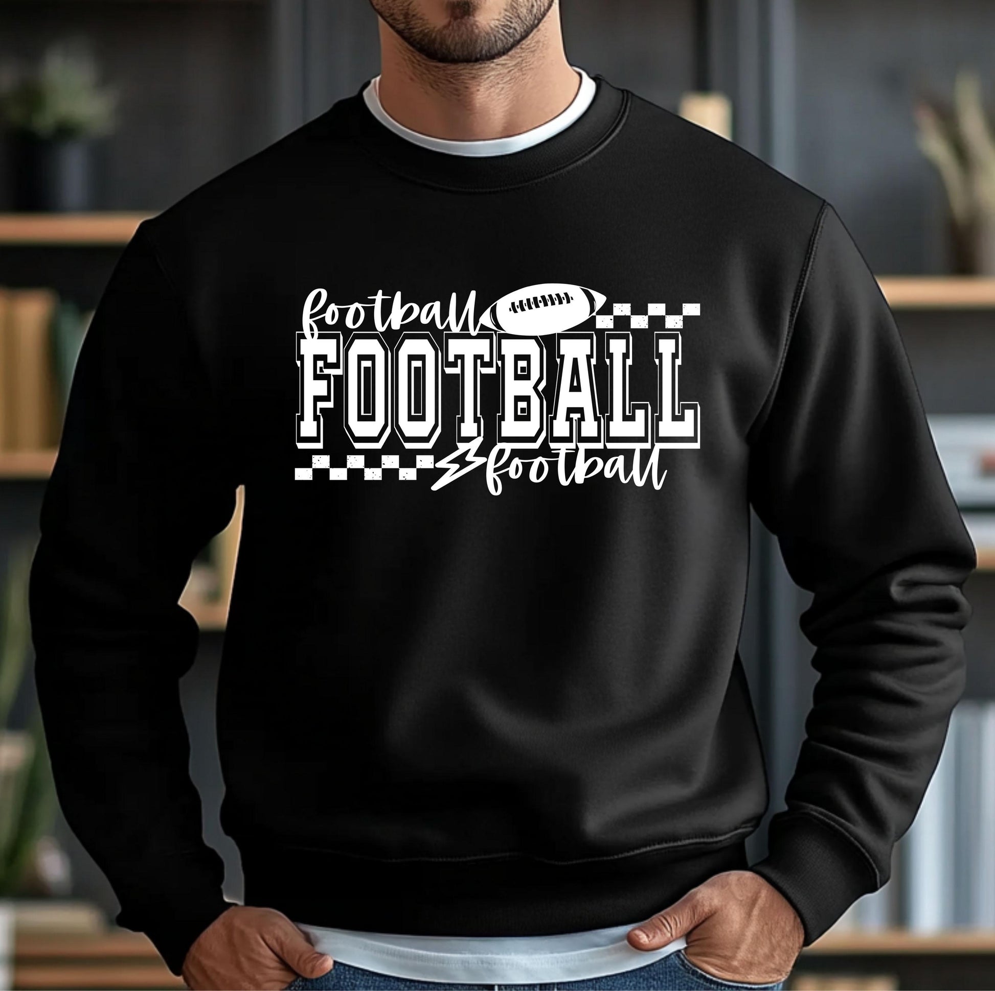 Football Season DTF Transfer Ready For Press, Game Day DTF Prints, Heat Press Transfer, Custom Transfers, Direct To Film Checkered Football