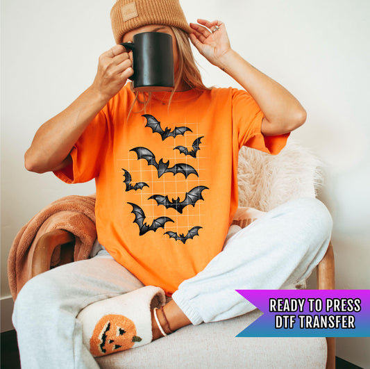 Halloween Bats DTF Transfer, Spooky Season DTF Transfer Ready For Press, Heat Press Transfer, Horror Season, Direct To Film, Custom Transfer