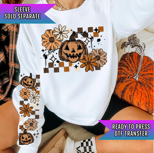 Fall Flowers Halloween DTF Transfers Ready To Press, Spooky Season Dtf Print, Pumpkin, Heat Press Transfer, Direct To Film, Custom Transfers