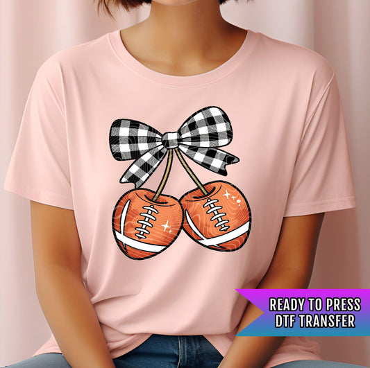 Football Cherry Coquette DTF Transfer Ready For Press, Game Day DTF Transfer, Heat Press Transfer, Coquette Football, Football Transfers