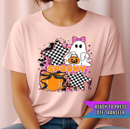 Spooky DTF Transfer, Halloween DTF Transfers Ready For Press, Retro Ghost Dtf Transfer, Bats DTF Print, Pumpkin Dtf Transfer,Spooky Transfer