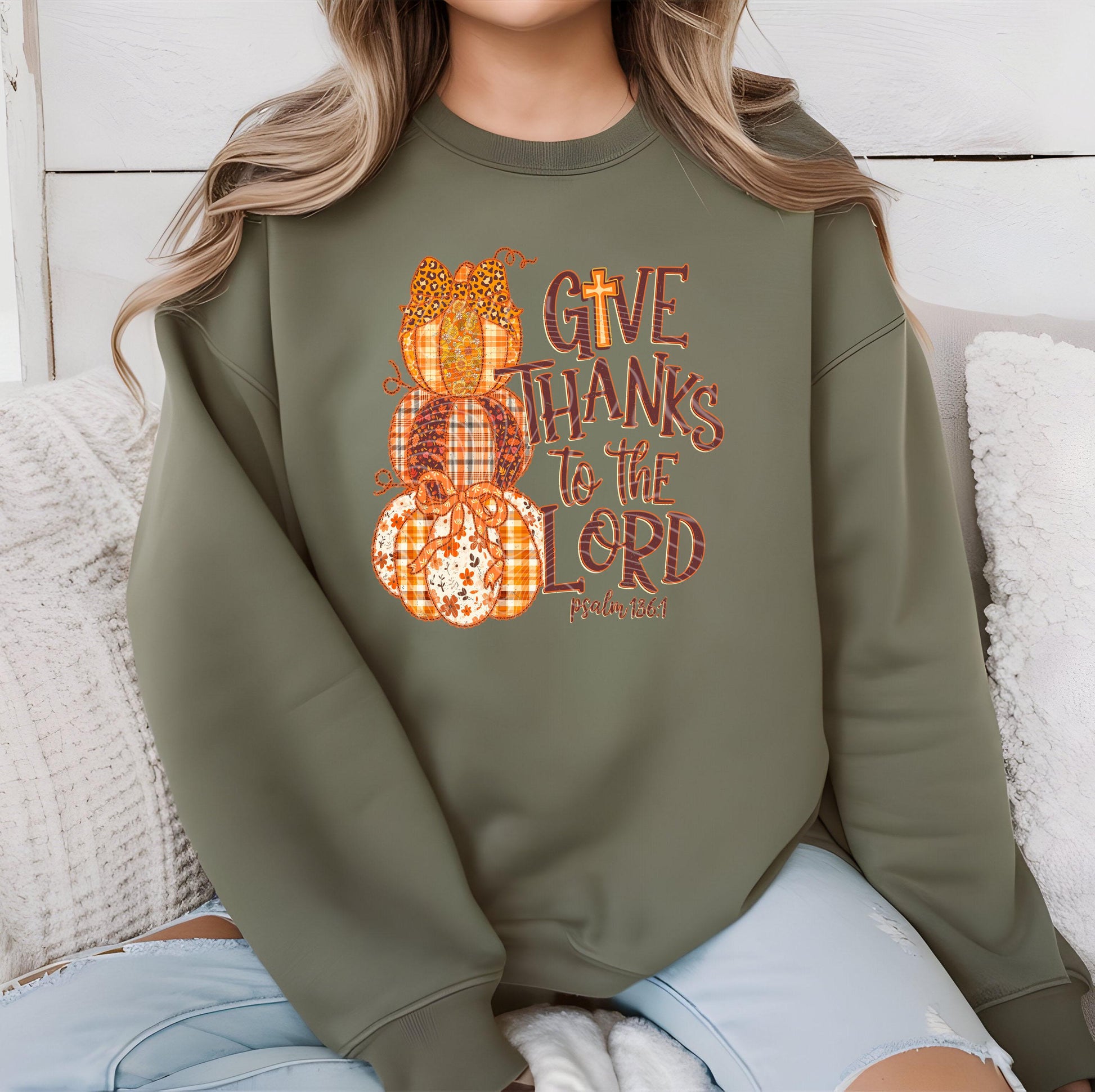 Give Thanks To The Lord Transfer, Fall DTF Transfers, Thankful DTF Transfer Ready For Press, Autumn Pumpkin DTF Print, Thanksgiving Dtf