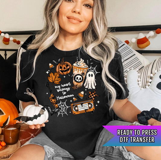 My Heart Belongs To Halloween DTF Transfers, Spooky DTF Transfer, Halloween DTF Transfers Ready For Press, Ghost Dtf Transfer, Pumpkin Dtf