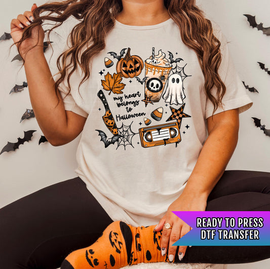 My Heart Belongs To Halloween DTF Transfers, Spooky DTF Transfer, Halloween DTF Transfers Ready For Press, Pumpkin Dtf, Ghost Dtf Transfer