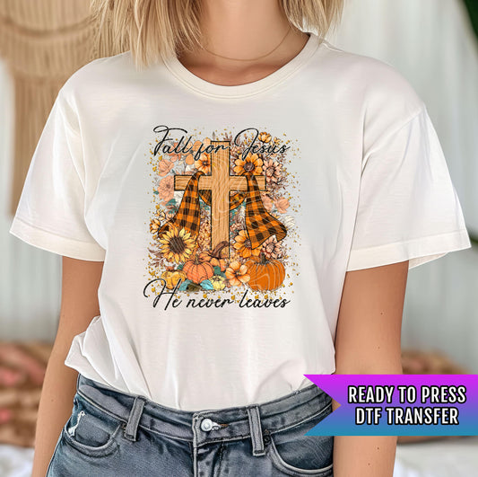 Fall For Jesus DTF Transfer Ready For Press, Fall DTF Transfer, Autumn DTF Transfer, Christian Dtf Transfer, Pumpkin Dtf, Christian Transfer