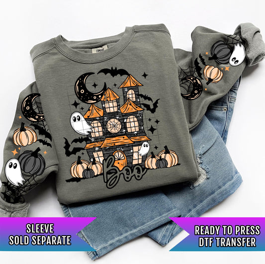 Boo Haunted House DTF Transfer, Halloween DTF Transfer Ready For Press, Pumpkin Spice Season DTF Transfer, Spooky Print, Heat Press Transfer
