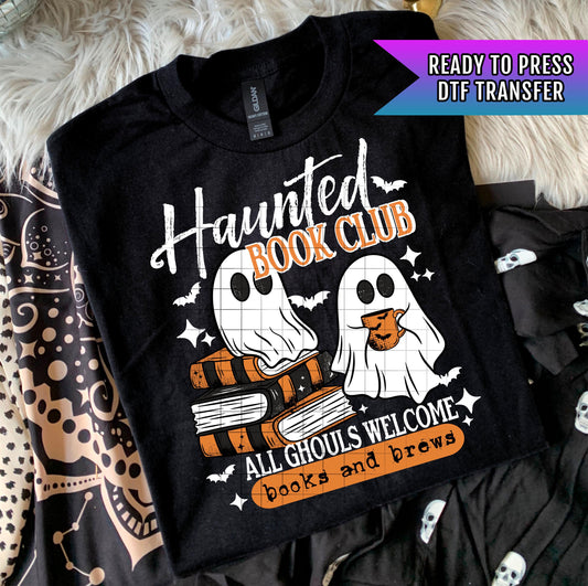 Haunted Book Club DTF Transfers, Spooky DTF Transfer, Halloween DTF Transfers Ready For Press, Ghost Dtf Transfer, Book Dtf Transfers