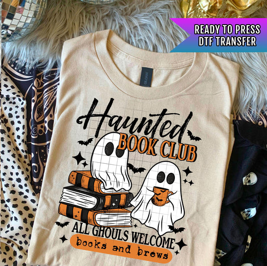 Haunted Book Club DTF Transfers, Spooky DTF Transfer, Halloween DTF Transfers Ready For Press, Ghost Dtf Transfer, Book Dtf Transfer