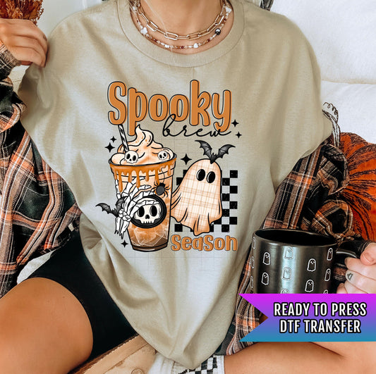 Spooky Brew Season DTF Transfer Ready For Press, Halloween Dtf Tranfers, Fall DTF Transfer, Autumn DTF Transfer, Pumpkin Heat Press Transfer
