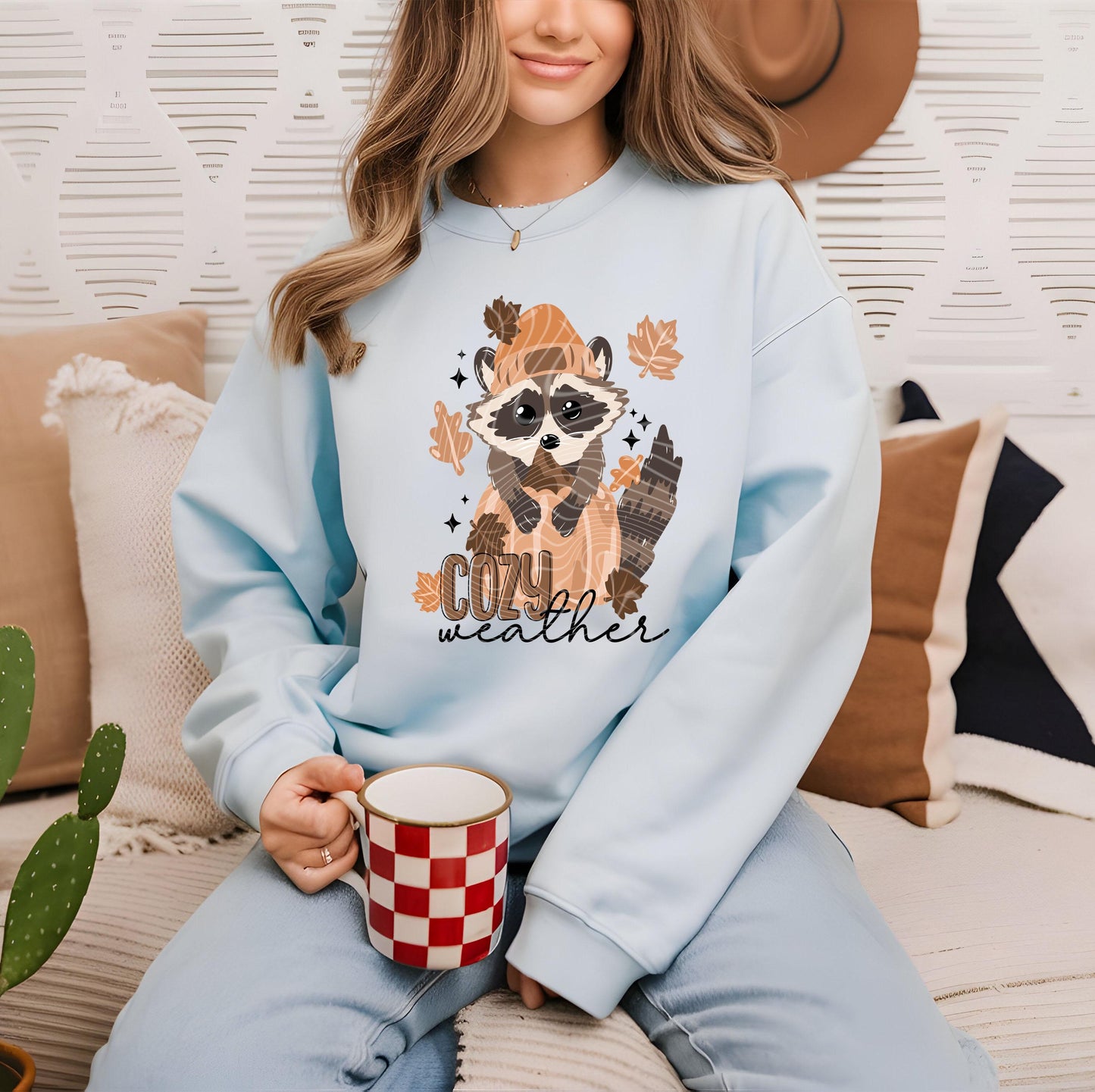 Cozy Weather Racoon DTF Transfer Ready For Press, Fall DTF Transfer, Autumn DTF Transfer, Pumpkin Heat Press Transfer, Pumpkin Dtf Transfers
