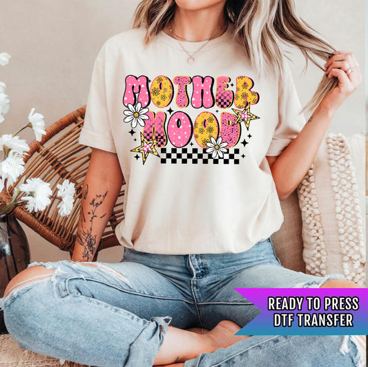 Motherhood DTF Transfer Ready For Press, Mama DTF Prints, Heat Press Transfer, Direct To Film, Mom DTF Prints, Hot Peel Dtf, Retro Dtf Print
