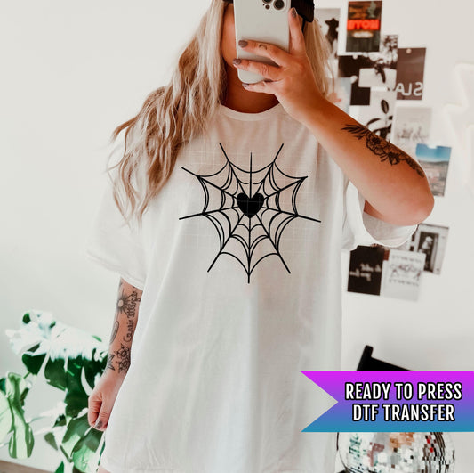 Heart Web DTF Transfer Ready For Press, Halloween DTF Prints, Heat Press Transfer, Direct To Film, Custom Transfer, Spooky Season Dtf Print