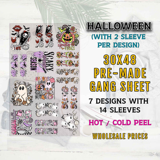Halloween DTF Gang Sheet, Halloween Ready To Press Transfers for T-Shirts, Spooky Transfers, Ghosts DTF, Witches DTF, Halloween Dtf Print