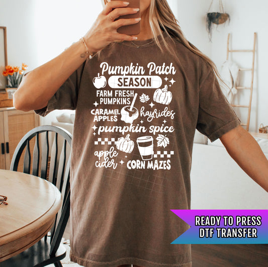 Pumpkin Patch Season DTF Transfers, Autumn DTF Transfers Ready For Press, Pumpkin DTF Prints, Autumn Heat Press Transfers, Ready To Press