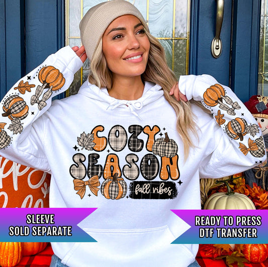 Cozy Season Plaid Fall Vibes DTF Transfer Ready For Press, Fall DTF Transfer, Autumn DTF Transfer, Heat Press Transfer, Pumpkin Spice Dtf