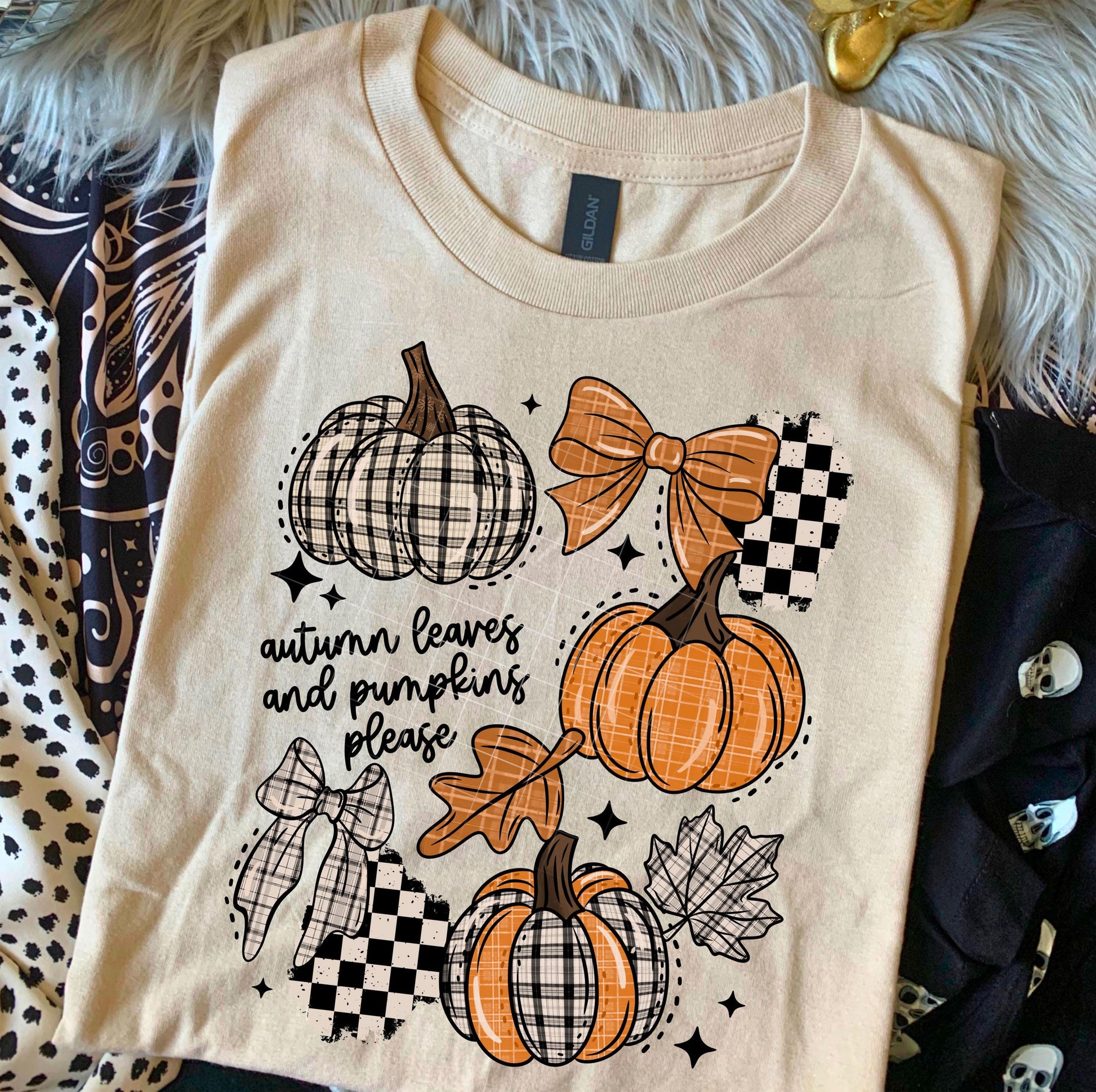 Autumn Leaves And Pumpkins DTF Transfer Ready For Press, Fall DTF Transfer, Autumn DTF Transfer, Heat Press Transfer, Pumpkin Spice Dtf