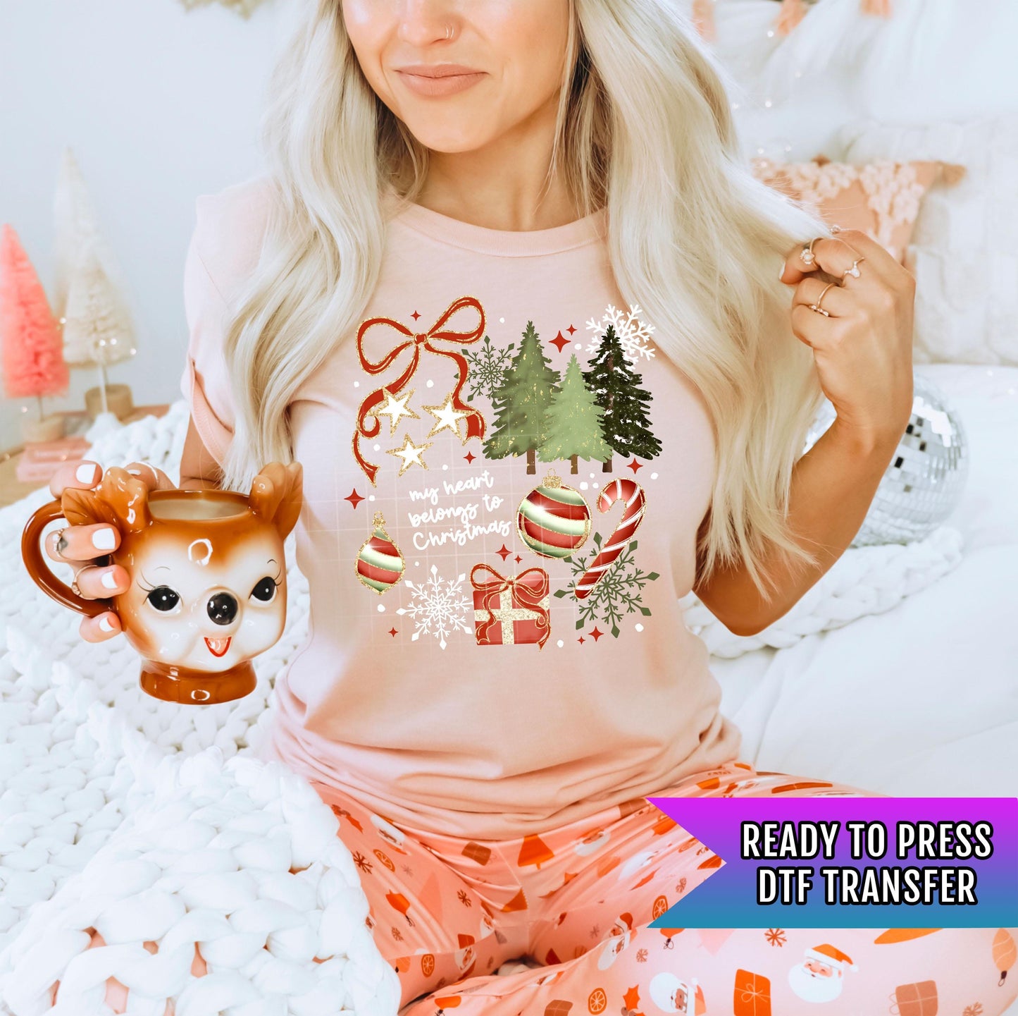 My Heart Belongs To Christmas DTF Transfer Ready For Press, Merry Christmas DTF Transfer, Christmas Heat Press Transfer, Christmas Dtf Print