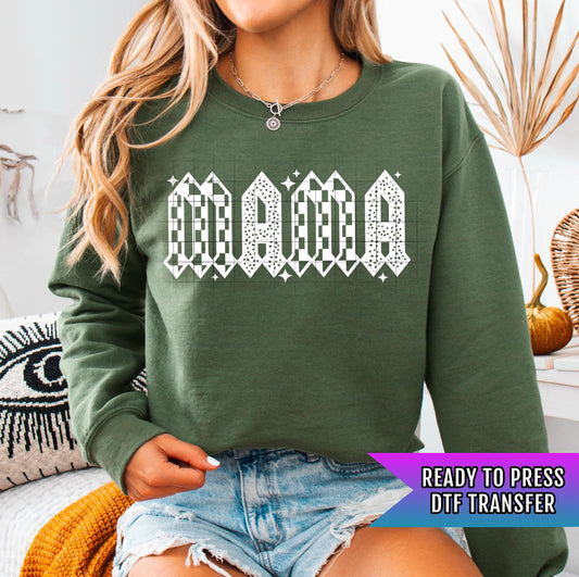 Mama DTF Transfer Ready For Press, Checkered Mama DTF Prints, Heat Press Transfer, Direct To Film, Mom Dtf, Checkered Mama DTF Prints